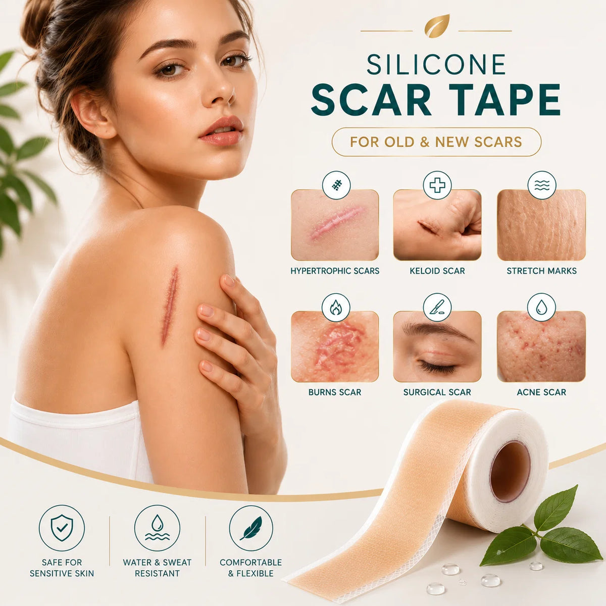 Silicone Scar Remover Tape for Acne & Wrinkles